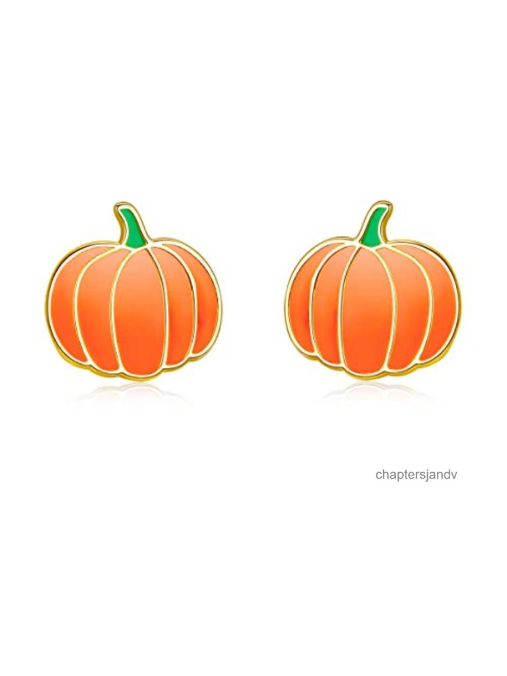 Sterling Silver Gold Plated Pumpkin Stud Earrings Halloween Thanksgiving Fall